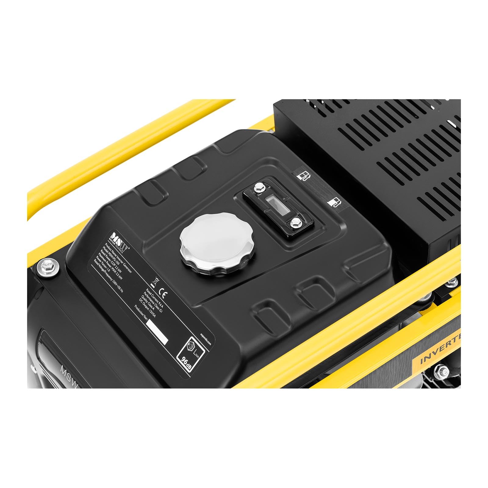 MSW MSW-PG-100 - Generatore di corrente Inverter, a benzina, 3500 W, 230 V AC, avviamento a riflusso 1 l/h, serbatoio della benzina: 5 l inverter, generatore di corrente di emergenza, generatore di