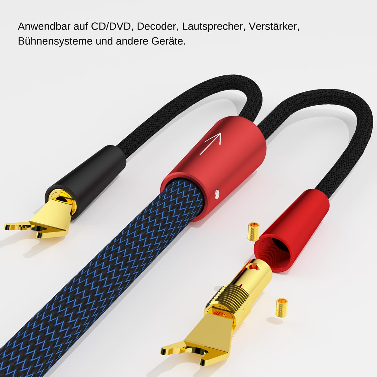 Monosaudio Cavo per altoparlante HiFi OFC con connettori placcati in oro Y Spades, maschio a maschio, altoparlante audio, sistemi HiFi, cavo per altoparlanti home theatre, 2 pezzi, 2 pezzi