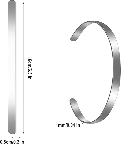 Miniatura 2 de Hicarer 18 pulseras ajustables de acero inoxidable para hacer joyas, 1/5 x 6 pulgadas, Acero inoxidable