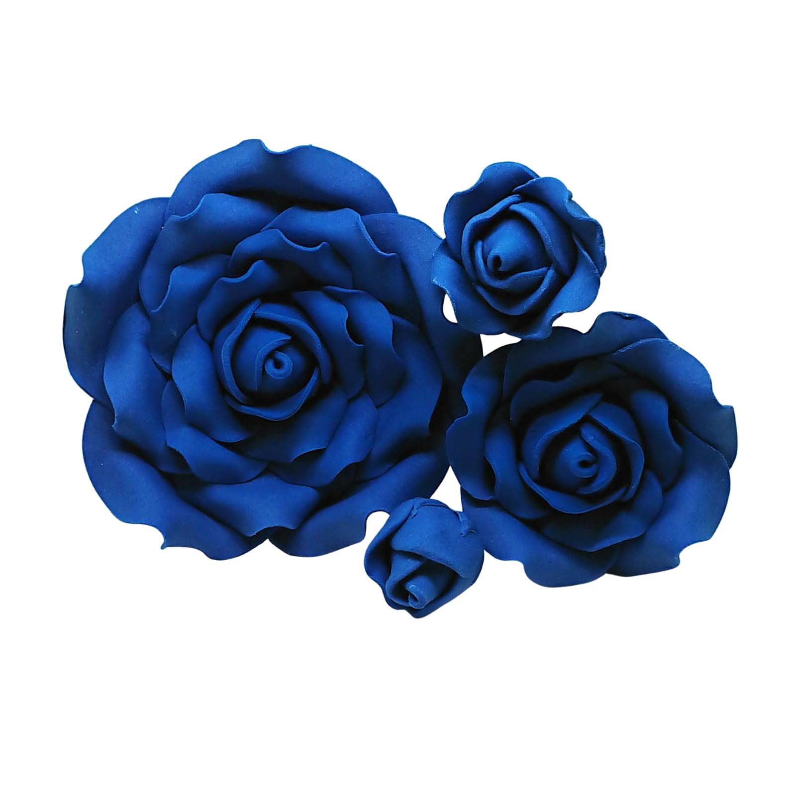 Sugar Roses - Quality Handmade Sugar Flowers For Cakes - Rose Flower Cake Toppers - Available in 4 Sizes - ROYAL BLUE (1 1/2" X 5)
