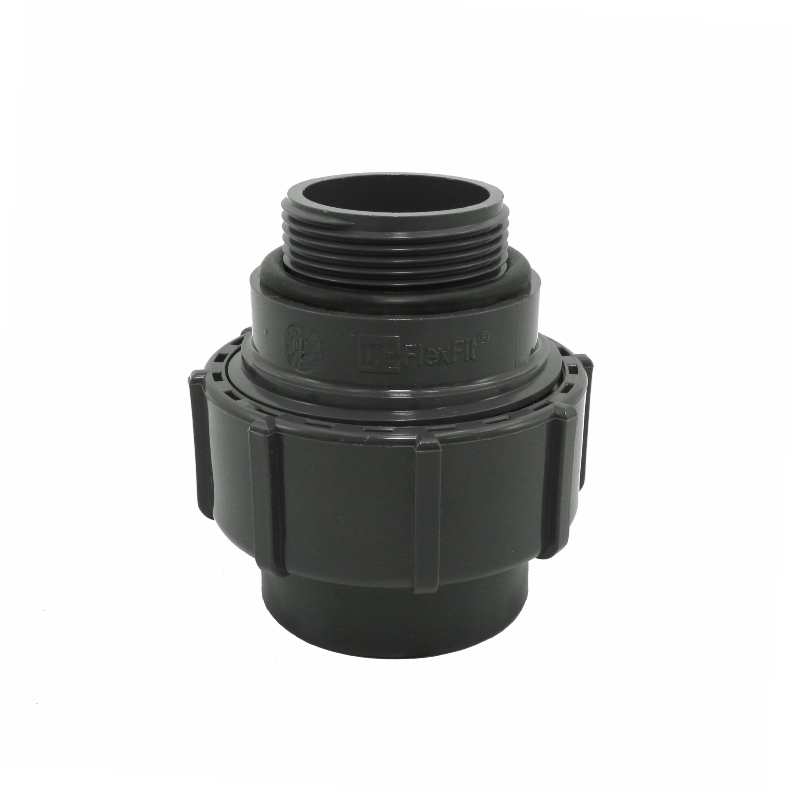 HAF PVC Flexfit Übergangsverschraubung mit 50mm x 1 1/2" | Klemmkupplung x Außengewinde | Klemmverbinder aus grauem PVC | PN4 für Verbindung von Flexschlauch, Poolverrohrung, Druckleitung, Rohrleitung