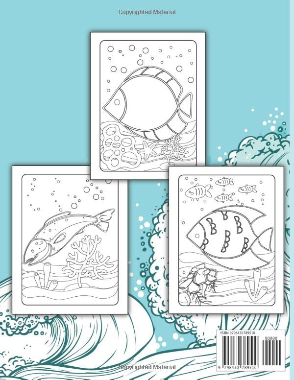 Fish Coloring Book for Kids Great Gift for Boys & Girls, Ages 4-8 Activity Book for Kids Unique and Cute Coloring pages 8.5 x 11 Inches (21.59 x 27.94 cm) image 3