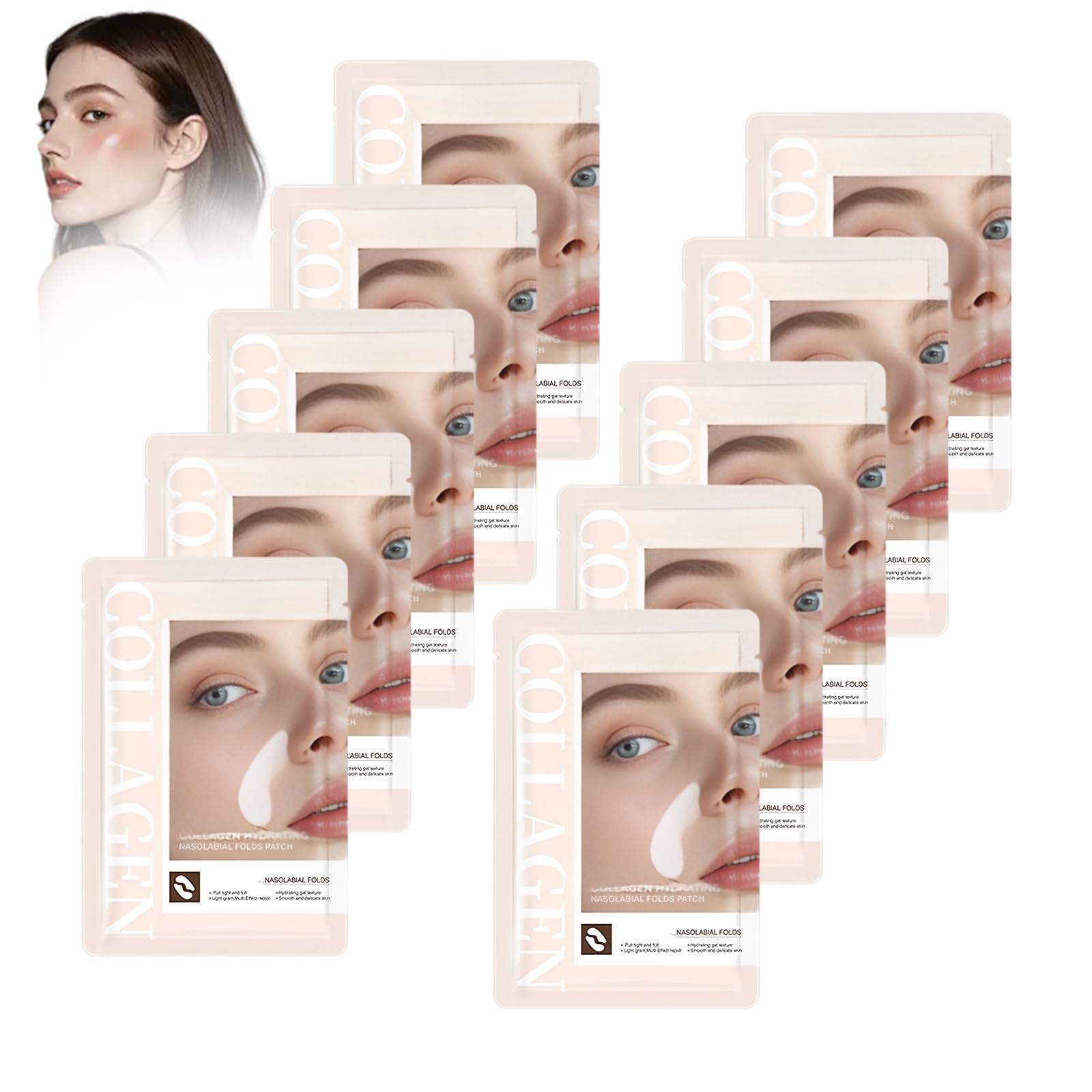 10 Pcs Nasolabial Folds Patch, Cerotto Viso Antirughe, Patch Per Rughe Naso-Labiali, Pieghe Naso-Labiali Lisce, Adesivo Per Riduce le Rughe Sottili, Rassoda la Pelle e Migliora le Rughe del Sorriso