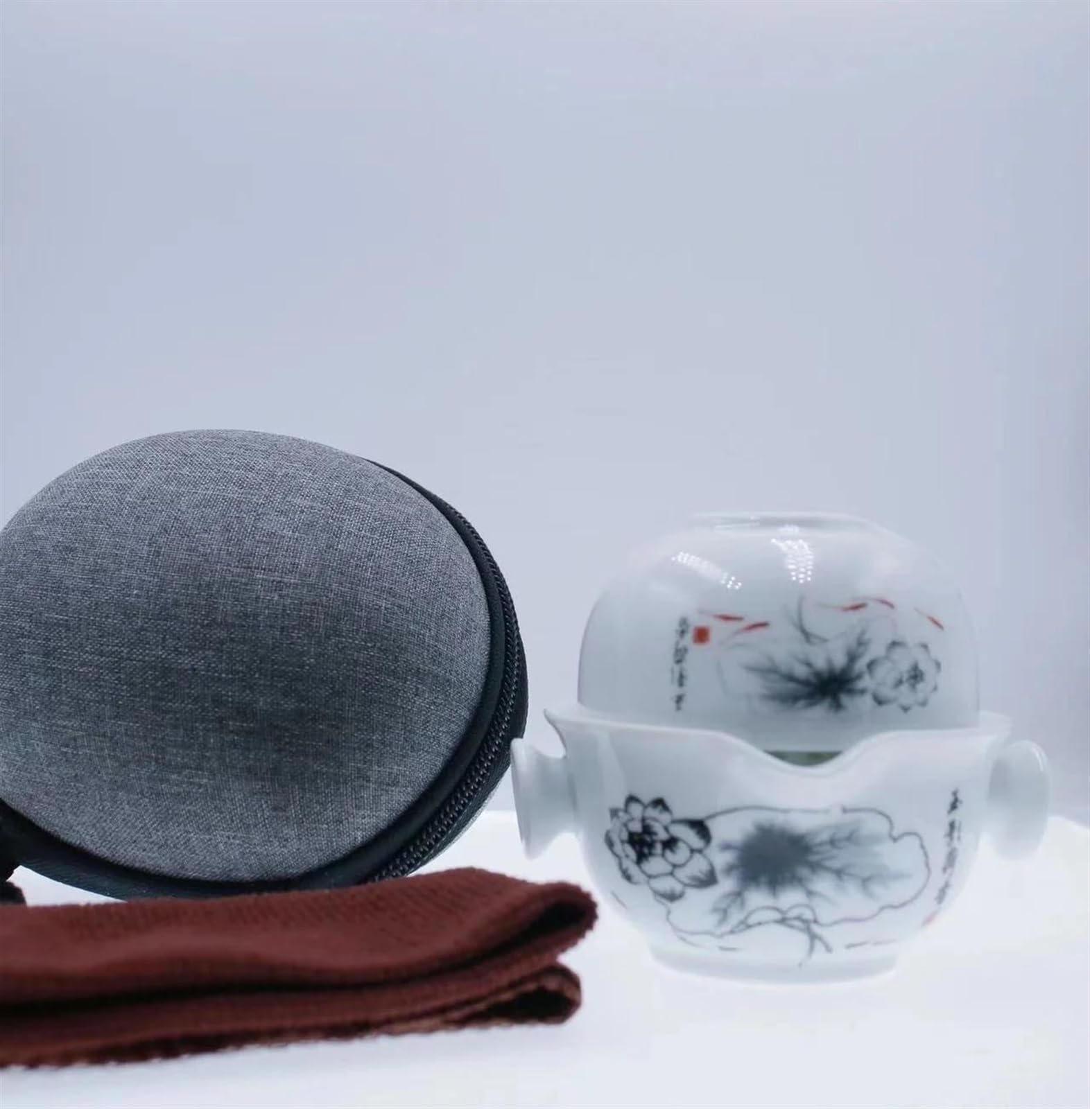Zestaw do popołudniowej herbaty, 1 filiżanka, przenośny ceramiczny zestaw do herbaty Kung Fu, elegancki, piękny i łatwy w użyciu, zestaw do parzenia kawy i herbaty (A)