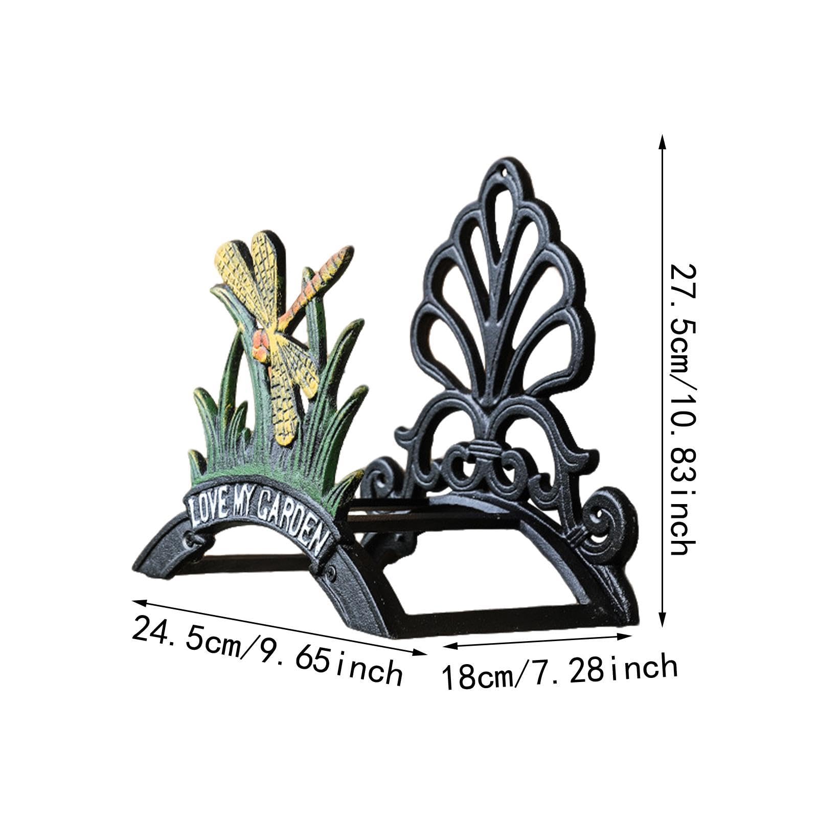 Support Mural Porte-Tuyau de Jardin Organisateur de Tuyau Fer Forgé Accrochage Décoratif à Percer pour Mur Adapté pour Terrasse Maison Balcon Cour Int, 24.5 cm x 18.5 cm x