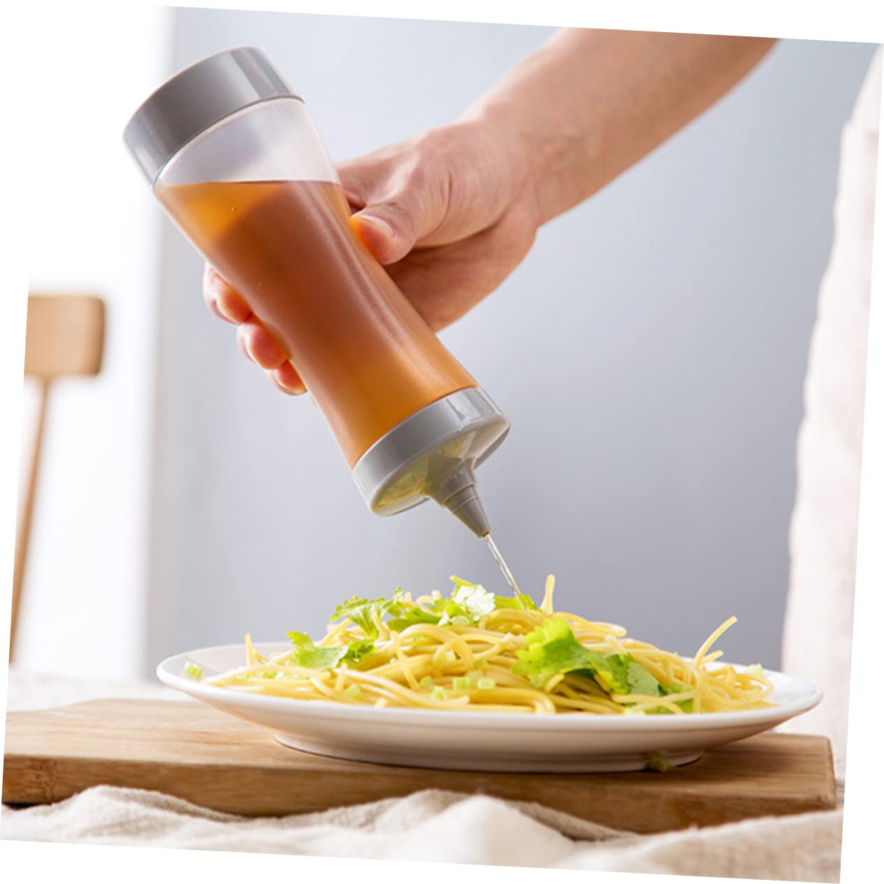 ABOOFAN 3Pcs Sauce Dispenser Flexible Plastic Squeeze Bottles for Salad Dressing Condiments and Liquids Beige Grey Pink for Home and Restaurant Use