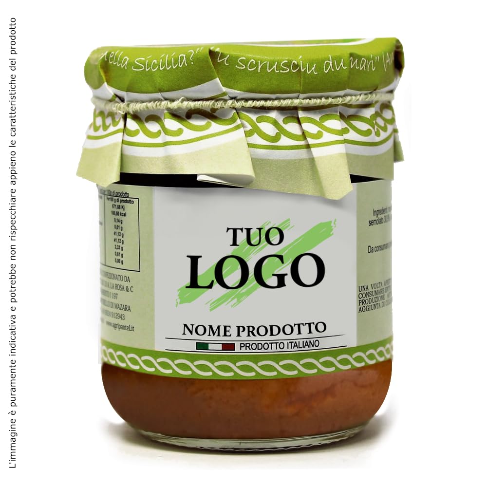 48 Barattoli da 280g Pesto Siciliano con Mandorle Condimento per pasta con etichetta personalizzabile con Pomodoro Formaggio Aglio Basicilico Olio evo - Prodotti Tipici Siciliani