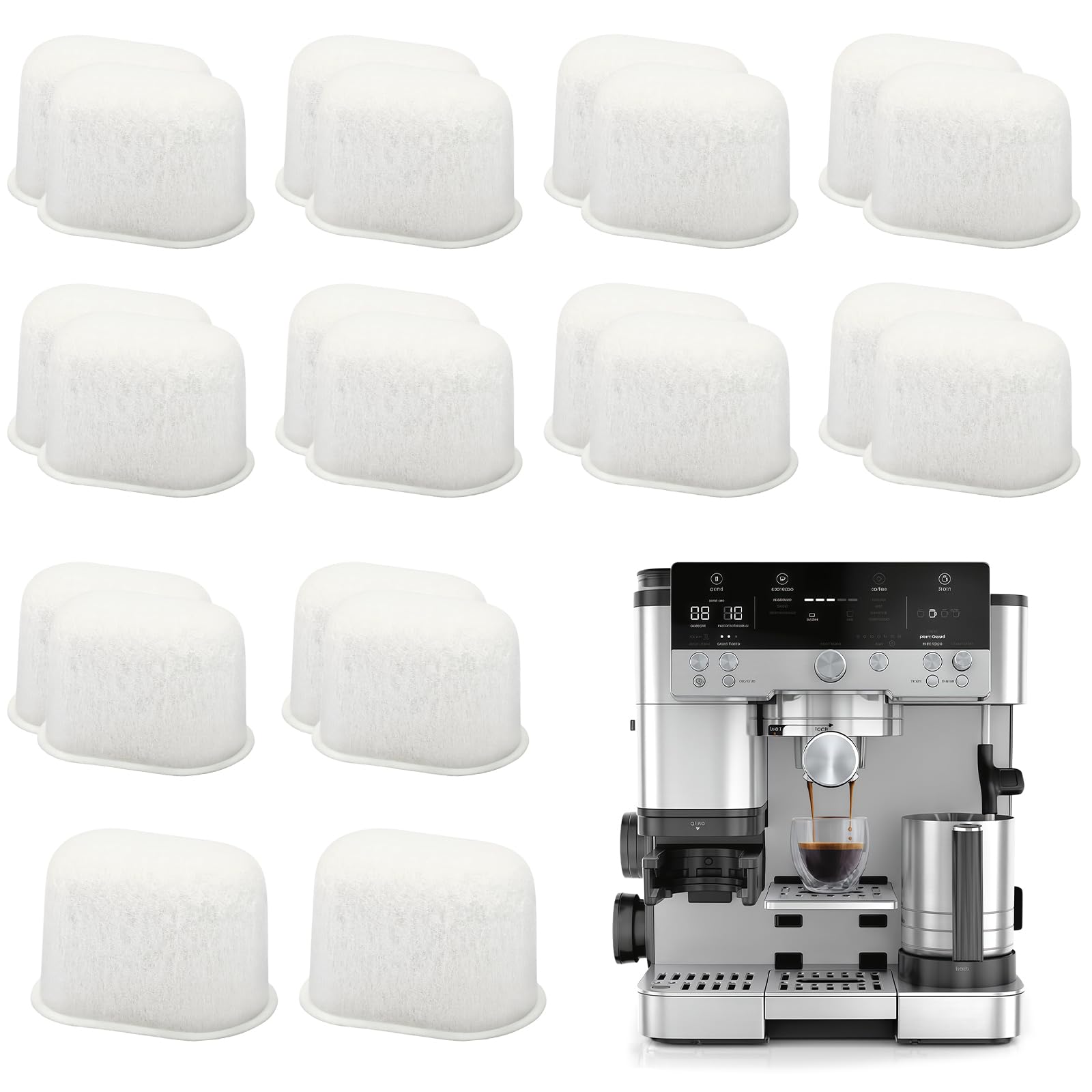 24 Pack Water Filter Inserts Compatible with Ninja Luxe Cafe ES601 ES701
