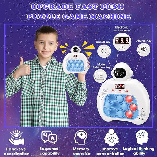 Fast Push Pop It Game Light Up Fidget Toy for Kids Adults, Electric Handheld Game Quick Push Sensory Toys Puzzle Game Machine, Stress Relief Party Favors Birthday Popit Game Gift for Boys Girls - Image 3