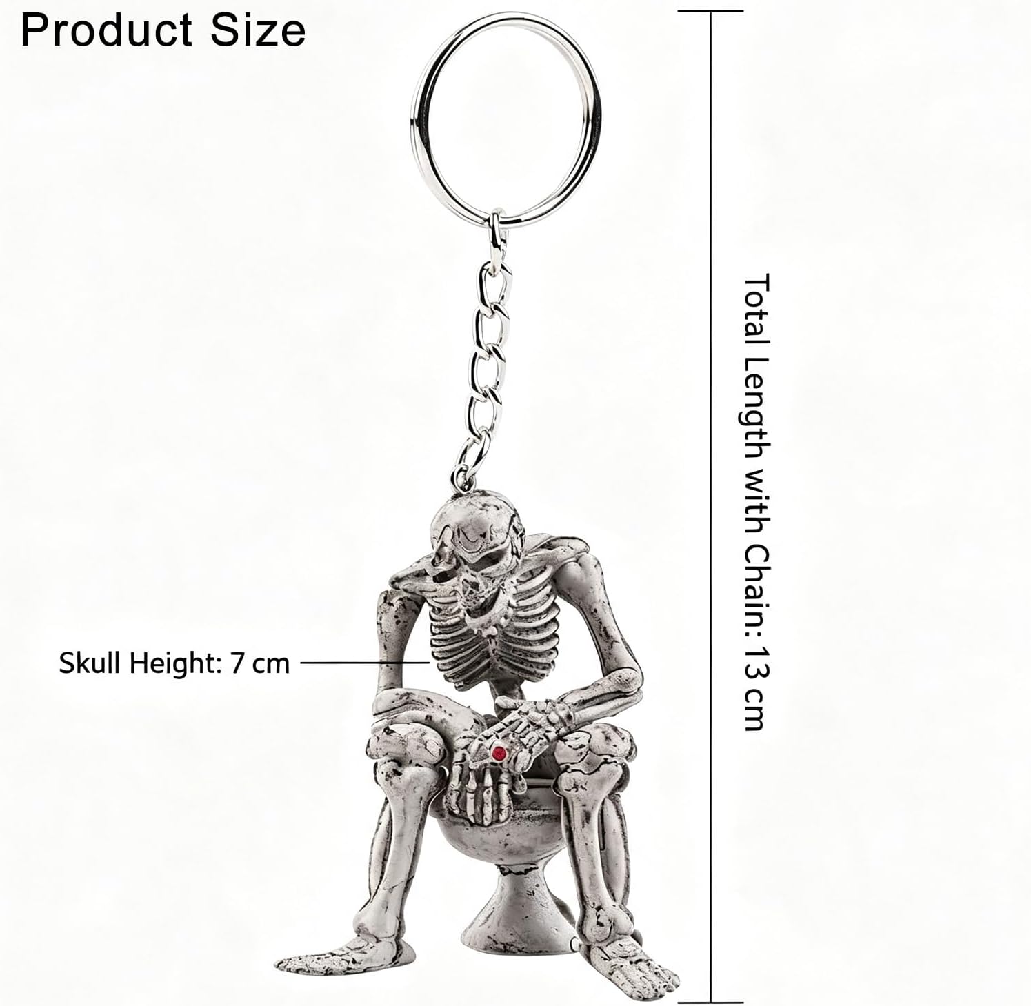 Gothic Skull Keychain Melancholic Skeleton Sitting on the Toilet Smoking Decor Creative Punk Keyrings Day of the Dead Key Holder for Purse Horse Barrel Ghost Keyfob image 3