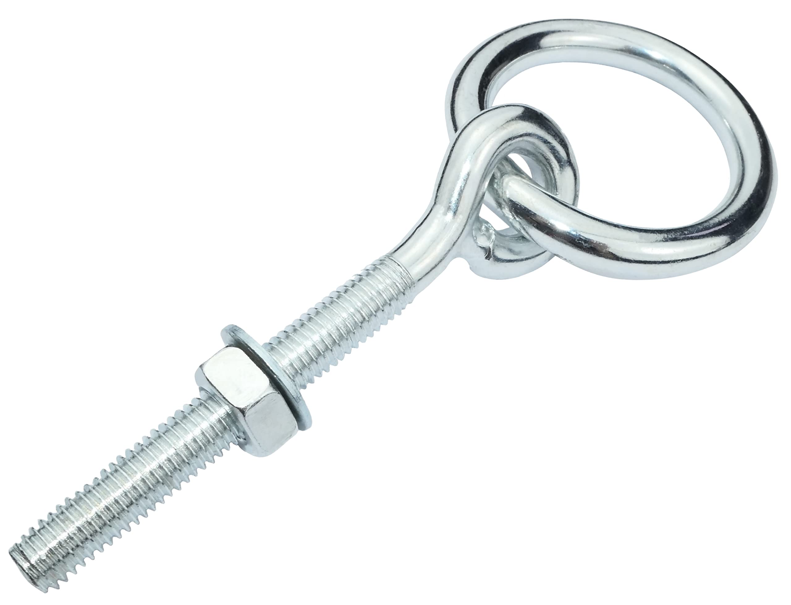 AERZETIX - C58293 - Juego de 2 Anillos estable con tuerca y arandela M10x83mm - cáncamo con anillo para candado - rosca métrica - en acero - fijación pared techo tensor