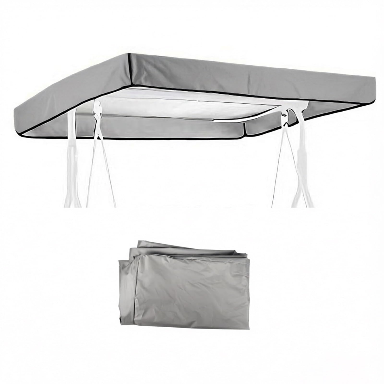 BiSaXieTa Canopy Replacement for Porch 2-3 Seater Swing Sunshade, Patio Swing Waterproof Canopy Replacement, for Outdoor Backyard Patio Garden(Gray,77x49in)