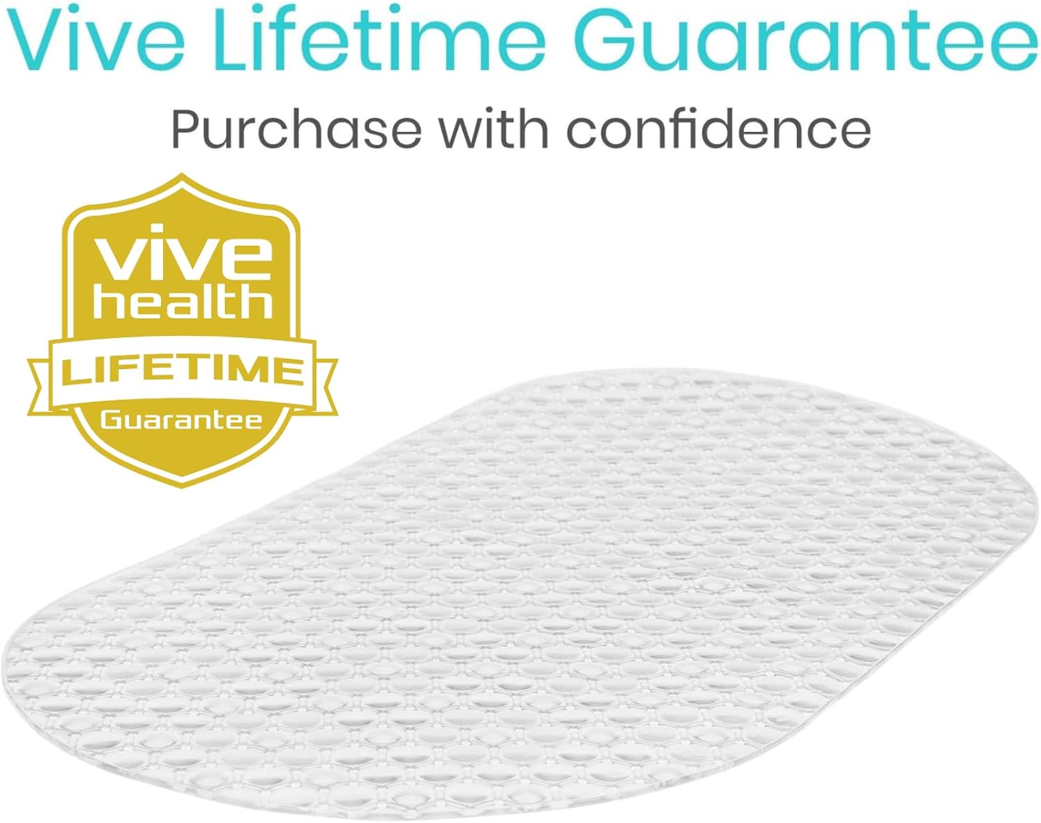 Vive Oval Bathtub Mat - Nonslip Shower Floor Pad - Non-Slip and Non-Skid for Bath Tub with Strong Rubber Suction Cup Grip - for Baby, Elderly, Kids, Bathroom (Gray) - Image 9