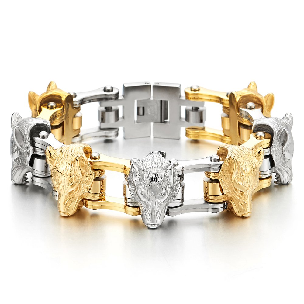 Herren Armband Aus Edelstahl - Biker Kette Design - Gold, Silber Oder Schwarz