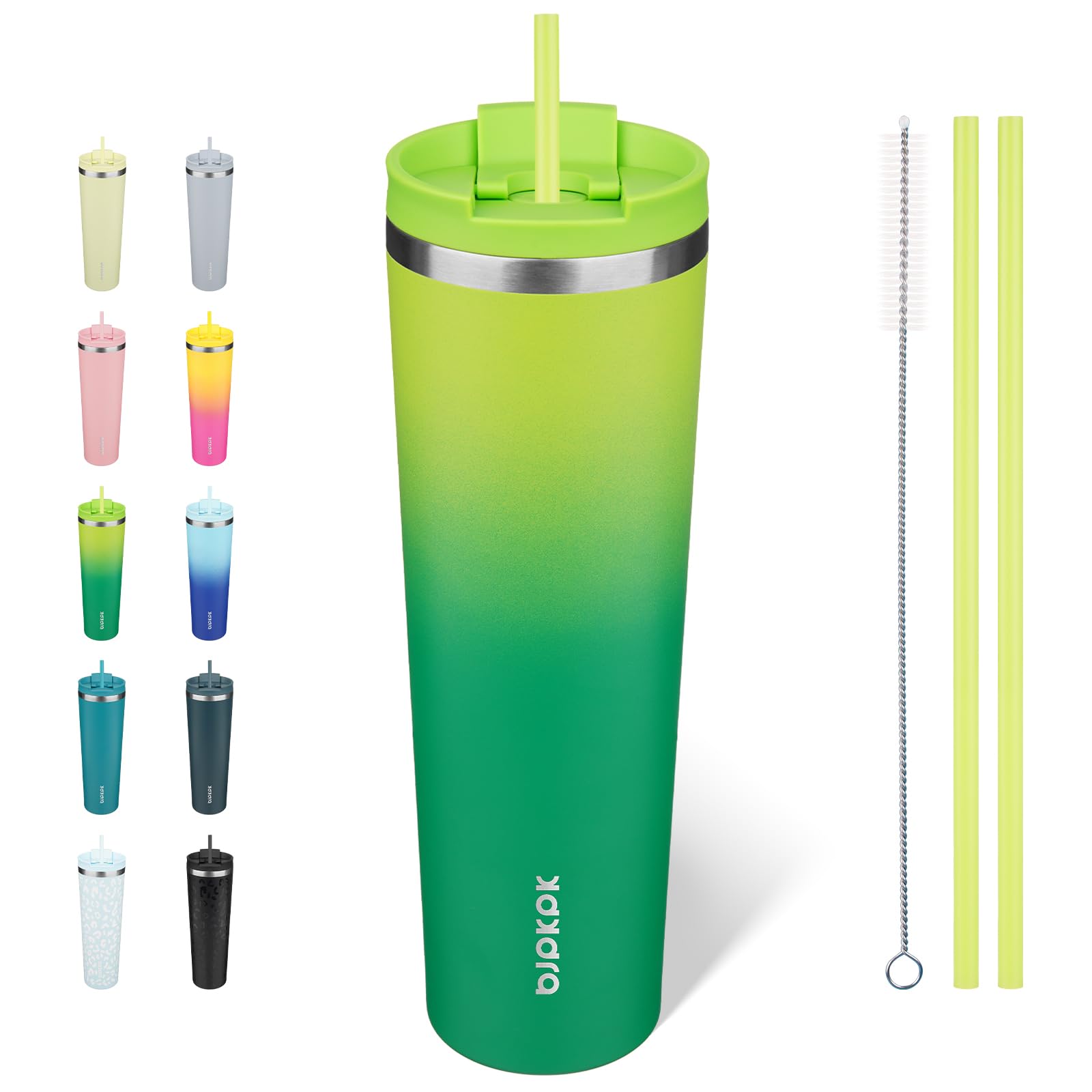 BJPKPK 34oz Tumbler With lid And Straw Stainless Steel Travel Coffee Mug Insulated Tumblers Cups,Bamboo Grove