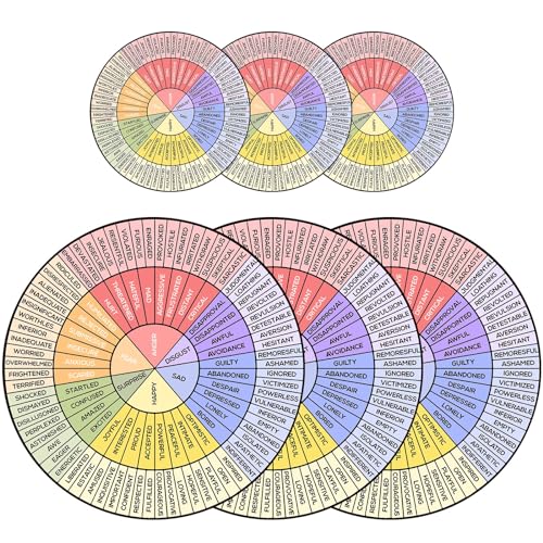 Chinco 6 Pieces Feelings Wheel Chart Stickers 6 Inches 3.2 Inches Vinyl Emotion Decal Therapy Office...