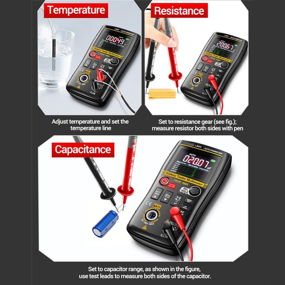 Testeur Résistance Interne Multimètre 2-en-1 Écran TFT