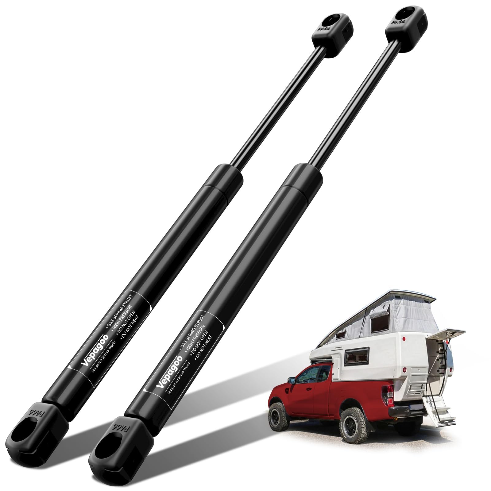 Vepagoo SX200P10 Gas Struts 20 Inch 10Lb Shocks Spring Lift Support for RV Bed Camper Bed Storage Heavy Duty Lid Pickup Truck Tonneau Cover Trailer Basement Door, Set of 2