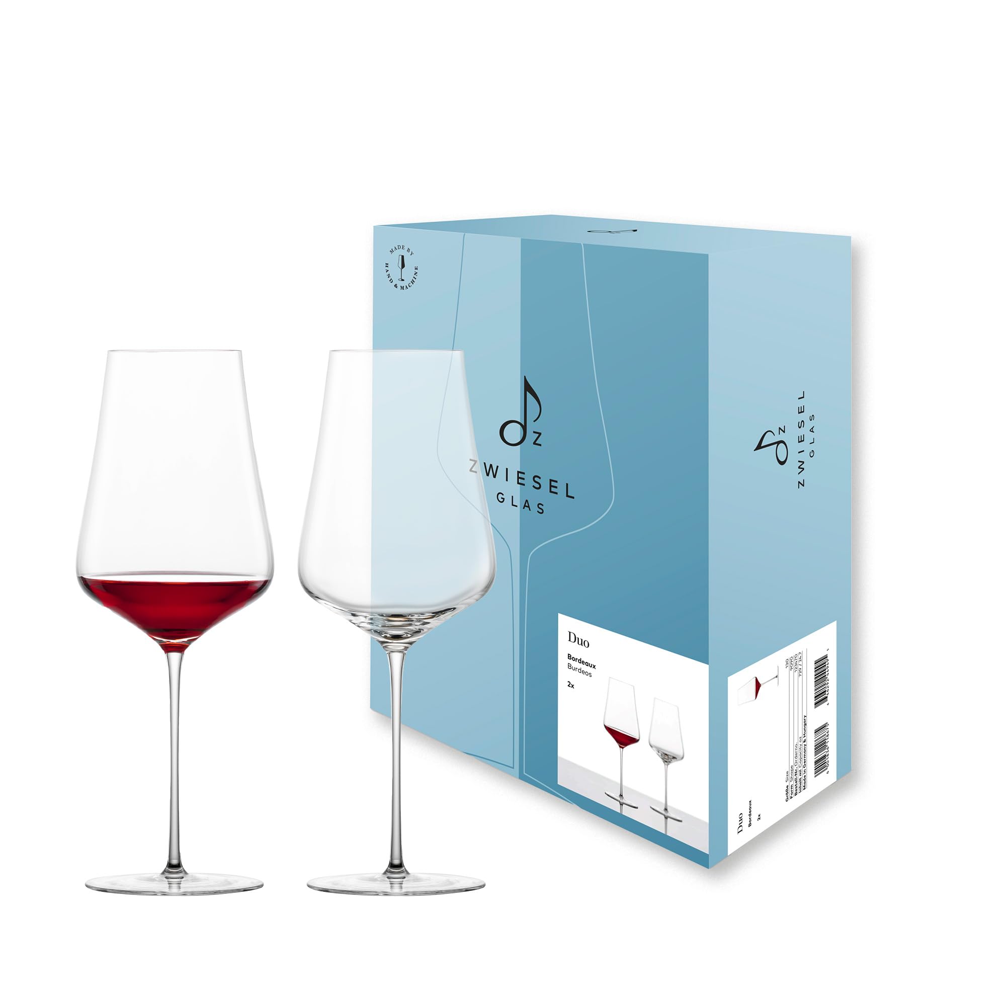 Zwiesel Glas Copas de vino tinto burdeos Duo (2 unidades) | Cristal de Burdeos hecho a mano y a máquina para vino tinto pesado (medio) apto para lavavajillas