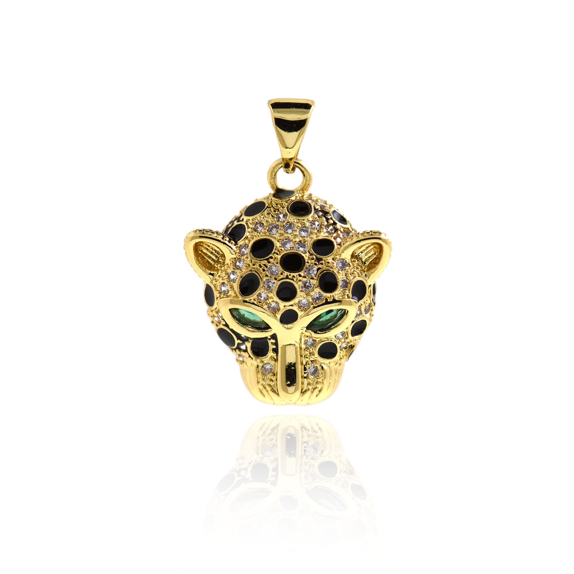 Enamel Leopard Charm,18k Gold Filled Panther Animal Head Pendant,DIY Simple Bracelet Jewelry Making Supplies 21x17mm 10Pcs