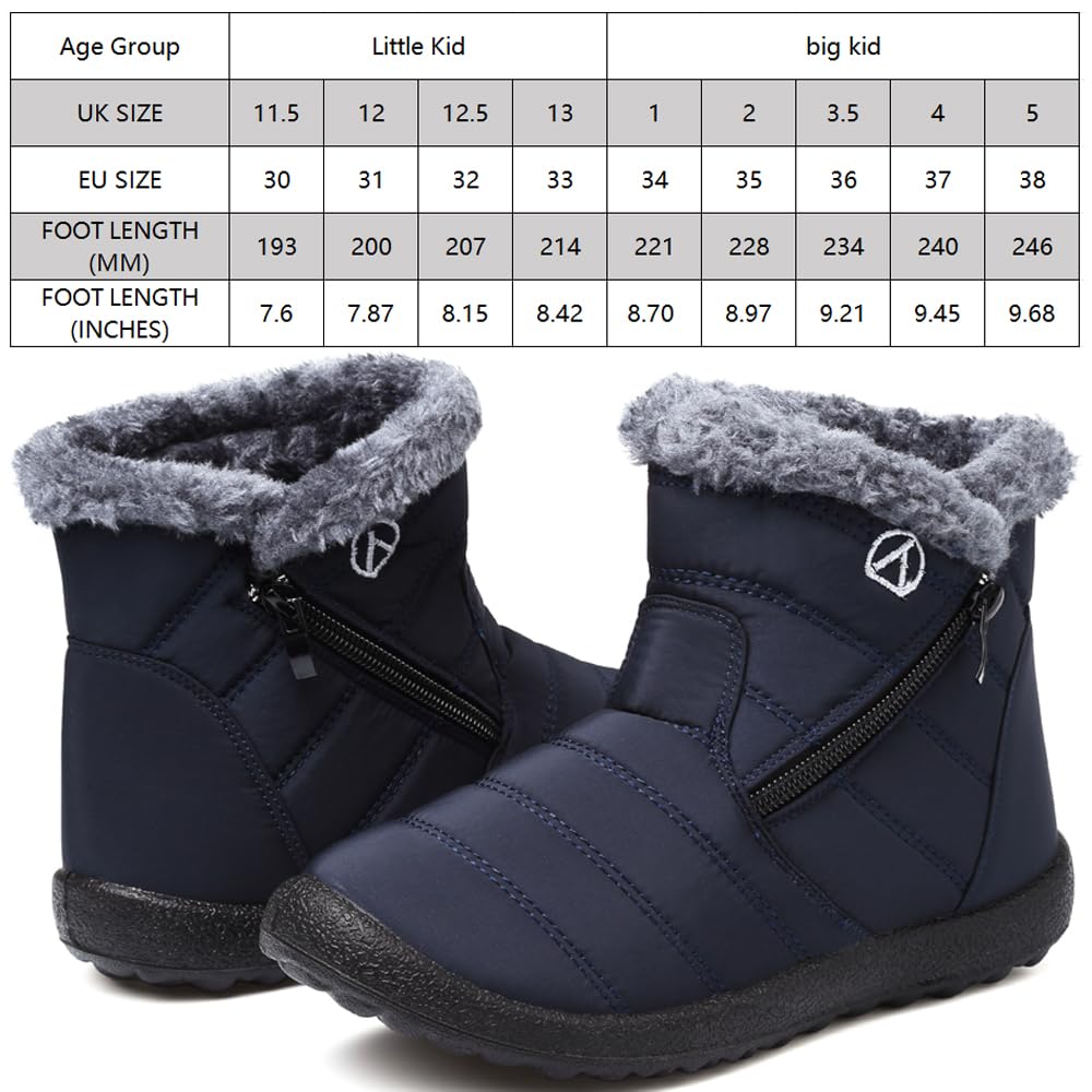 Botas de Nieve Botas para Niñas Invierno Calentar Forrada Botas para Niños Impermeables Exterior Antideslizante Planas Casual Caminar Botas