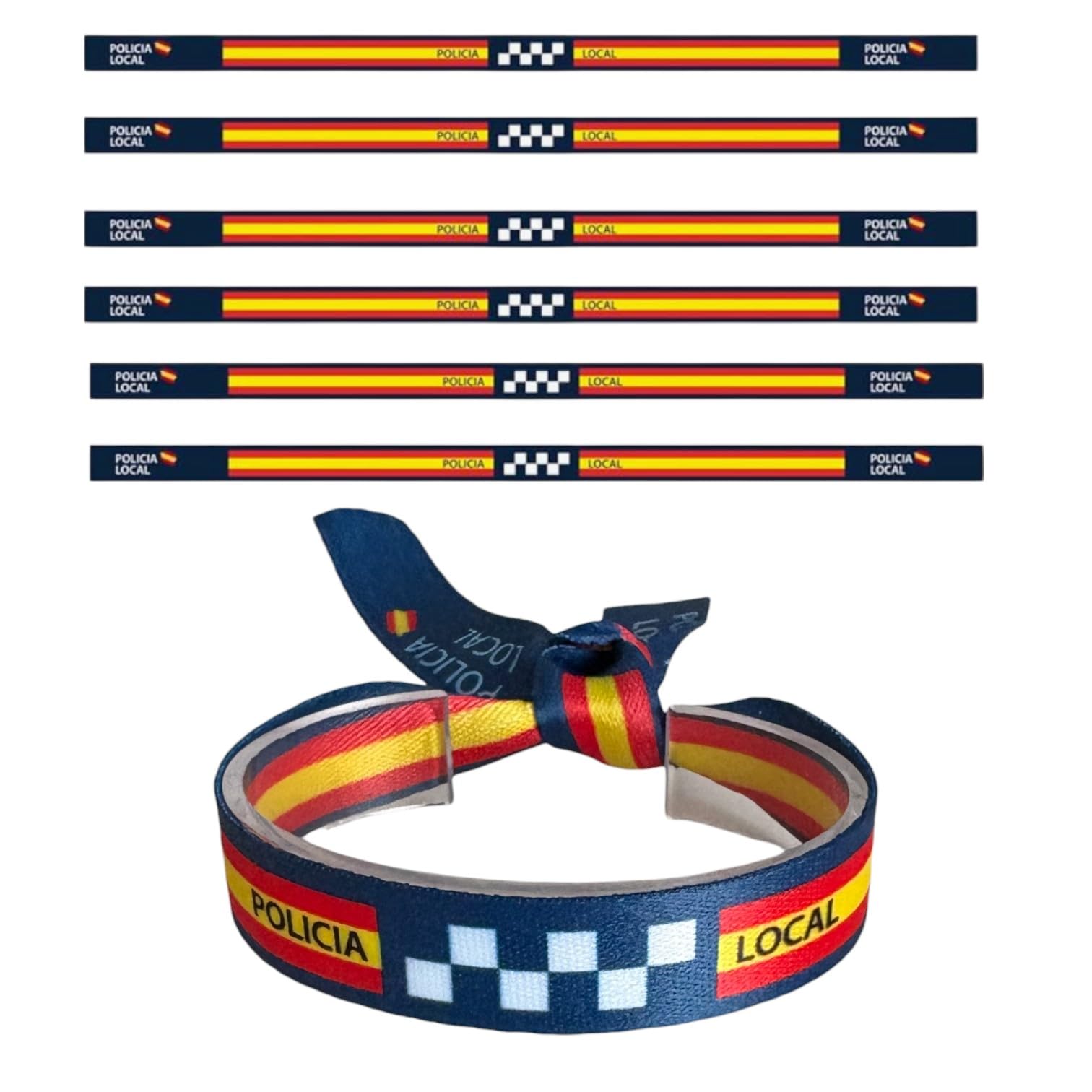 ADCSHOP Pack of 6 Spanish Local Police Bracelets, Sublimation Image, Heavy Duty, Measures 30 x 1.5 cm