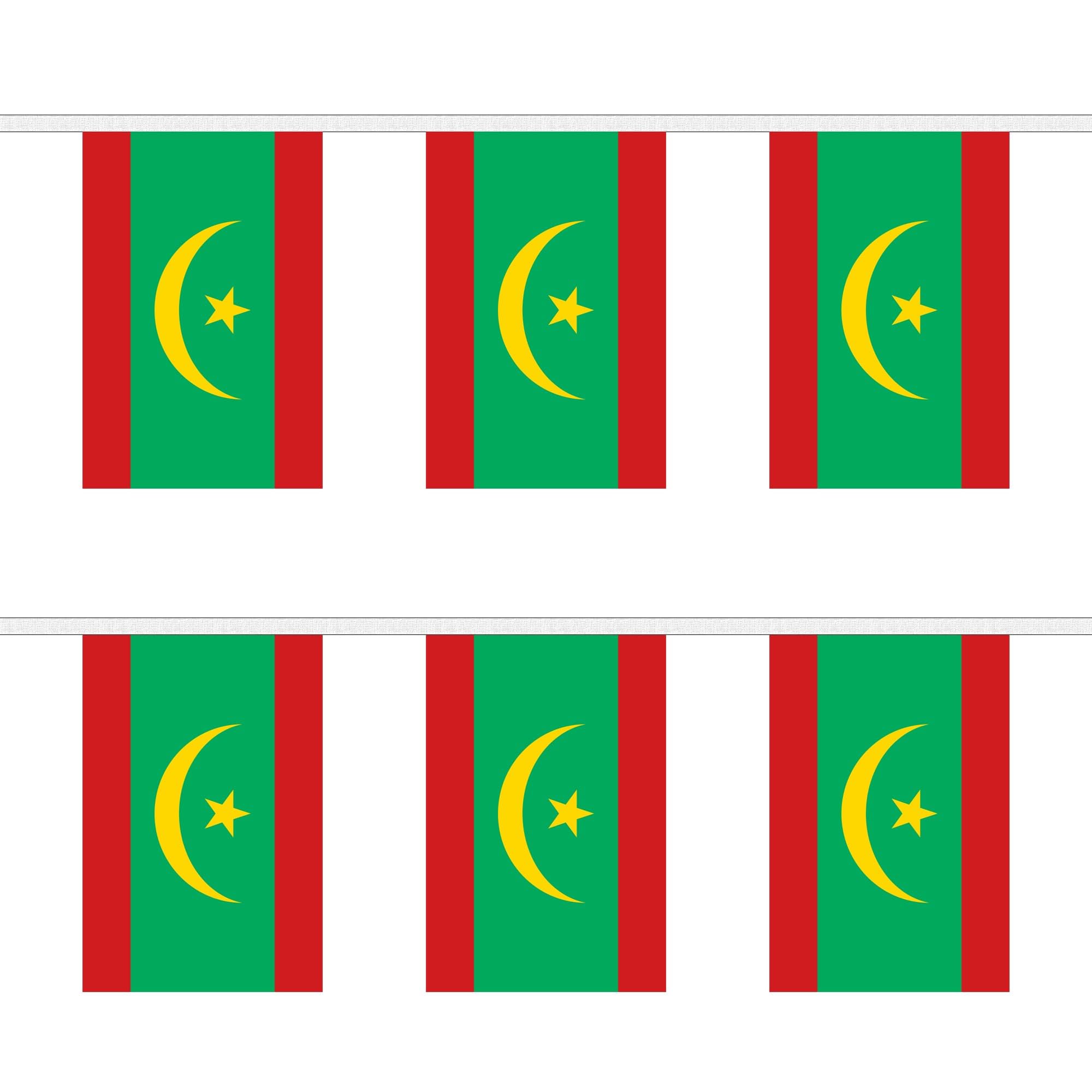 Flagtex Mauritania Fabric Bunting – 3m with 10 Flags – Fabric for Indoor & Outdoor Use – String Flags Banners Mauritanian West Africa