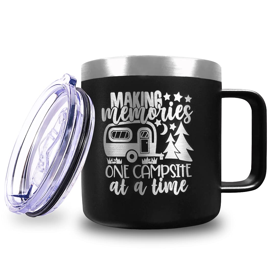 BAD BANANAS Camping Gifts for Women and Men - 14 oz Insulated Wine or Coffee Mug Tumbler with Lid - Cool Outdoor Travel Cup Gifts for Campers and Camping Lovers