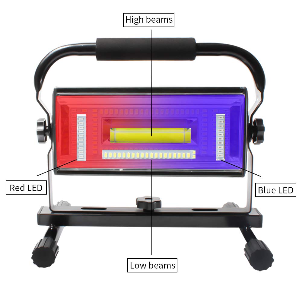 AF-WAN Faretto architettonico a LED alimentato a batteria da 100W con 6 livelli di oscuramento 6000LM per l'illuminazione esterna di cortile, giardino, garage, campeggio