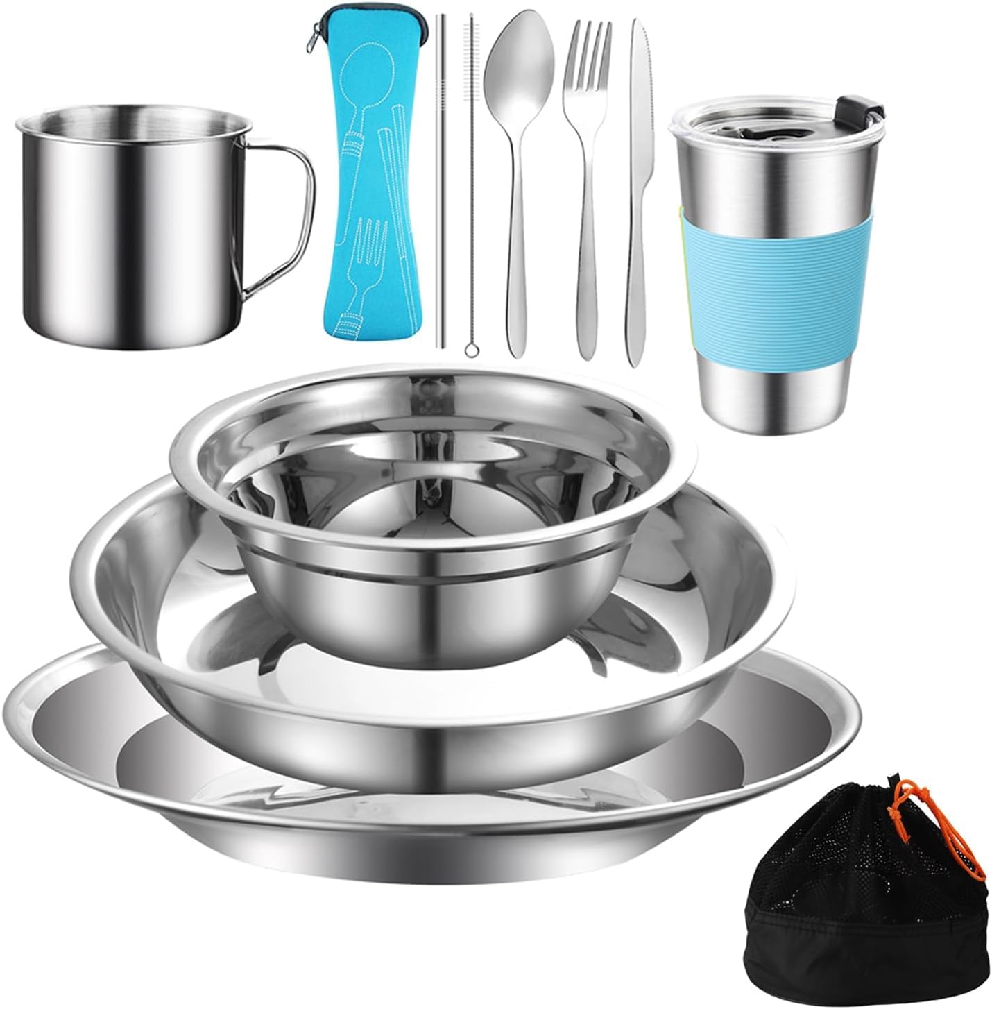 Set Posate Da Campeggio Acciaio Inox - 12 Pezzi, Per 1-2 Persone, Con Borsa Rete - Foto 14