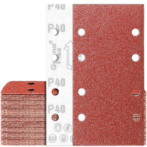 Hojas de Lija 93x185 mm Grano 40 para Restaurar Muebles con Papel de Lija Rectangular Orbital
