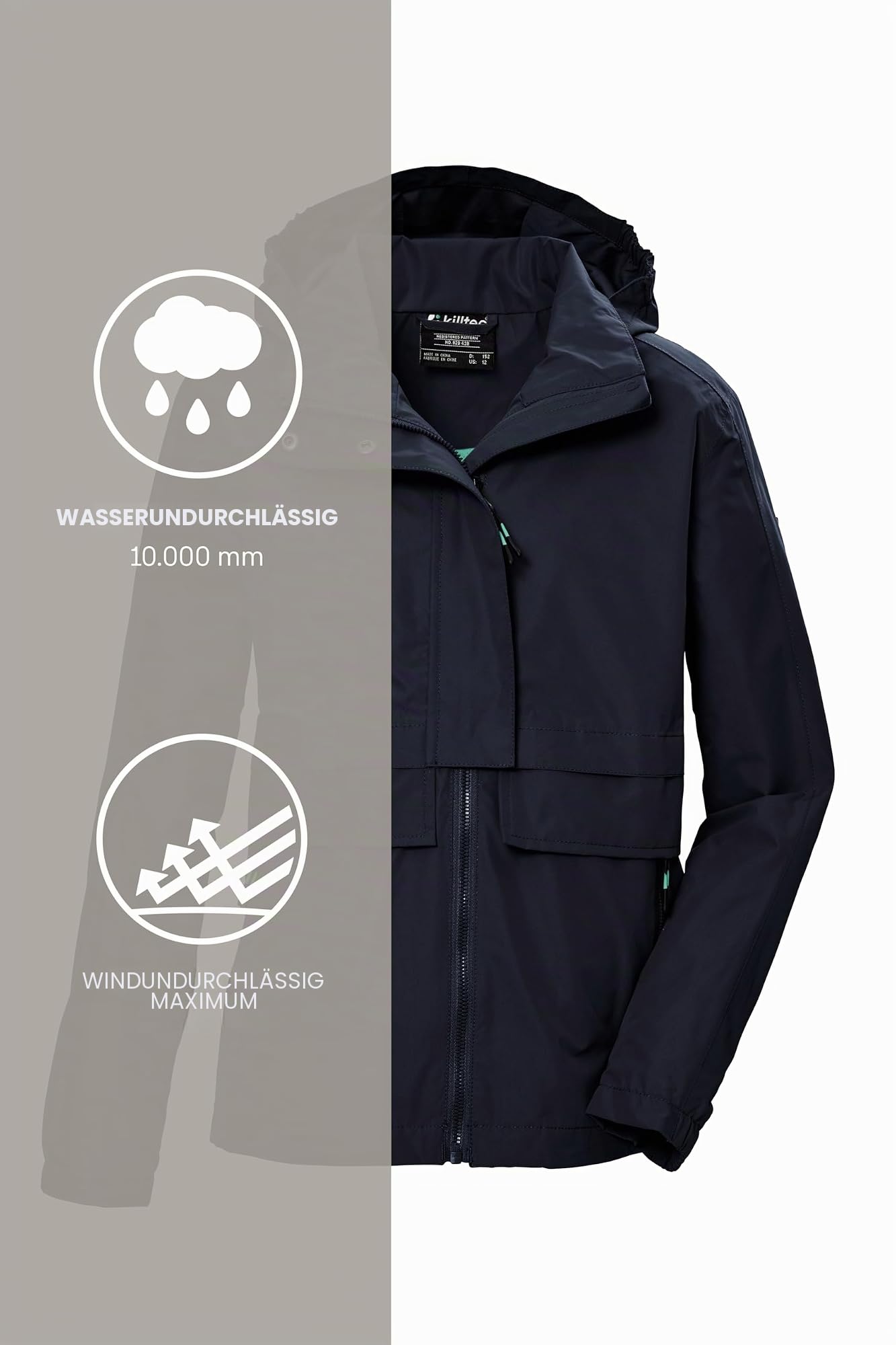 Killtec Mädchen Kos 149 Grls Jckt Funktionsjacke ist wasserdicht/Jacke mit Kapuze (1er Pack)