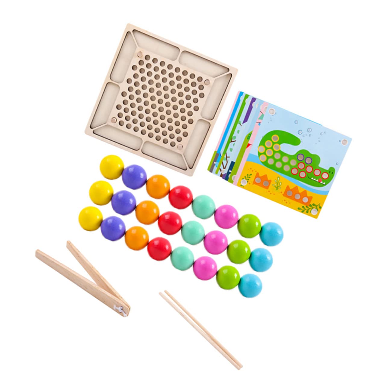 Toddmomy Giocattolo di Pinze per Perline in Legno per Ragazzo Ragazza | Educazione Precoce, Interazione Genitore-figlio, Robusto e Sicuro, per Asilo e Gioco Creativo