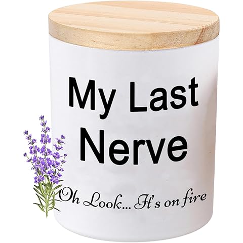 BFJLIFE Candles Gifts for Women Funny Unique Novelty My Last Nerve Candle Christmas Birthday Gift for Sister Best Friend Stocking Stuffers for Women Lavender Scented Soy Candle