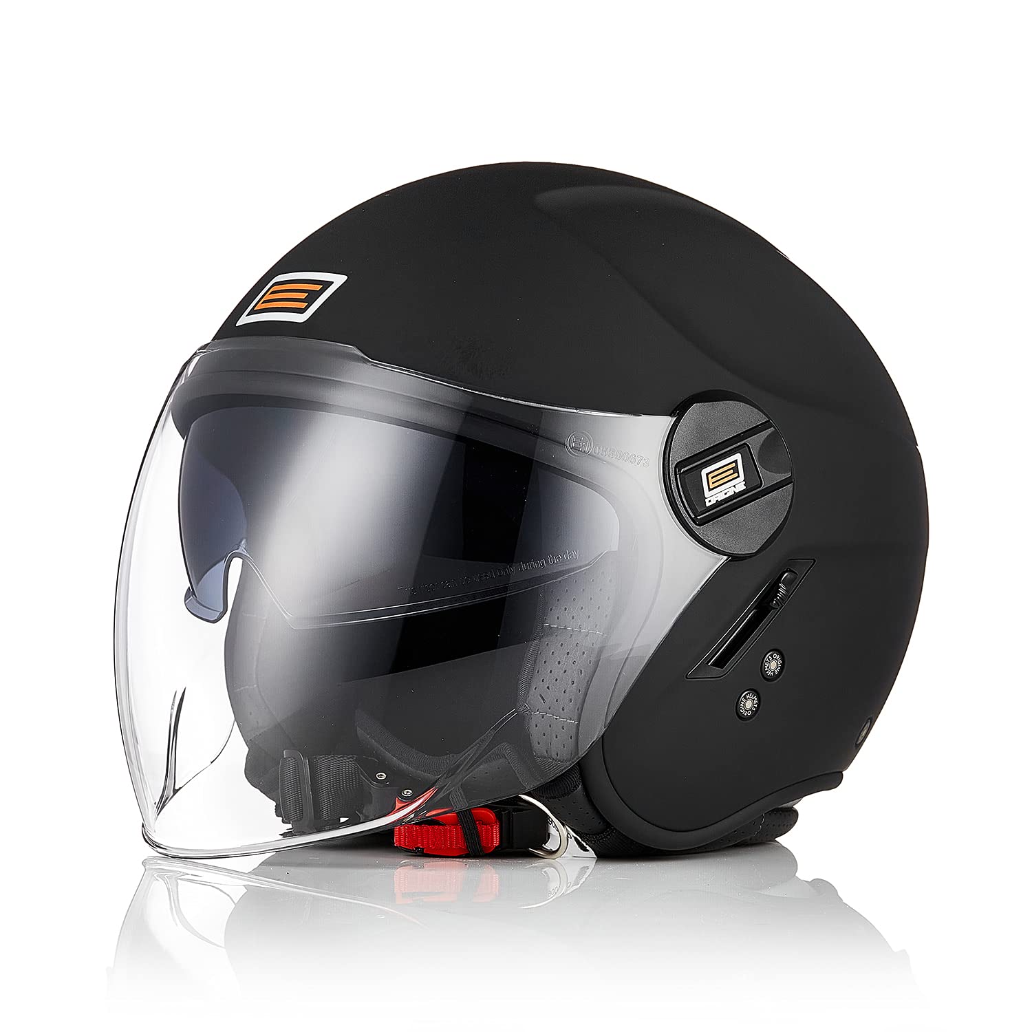 ORIGINE Kask Jet Motocykl Otwarty Kask Skuter z Podwójnym Osłona Zatwierdzony ECE (SOLID MATT BLACK,XL)