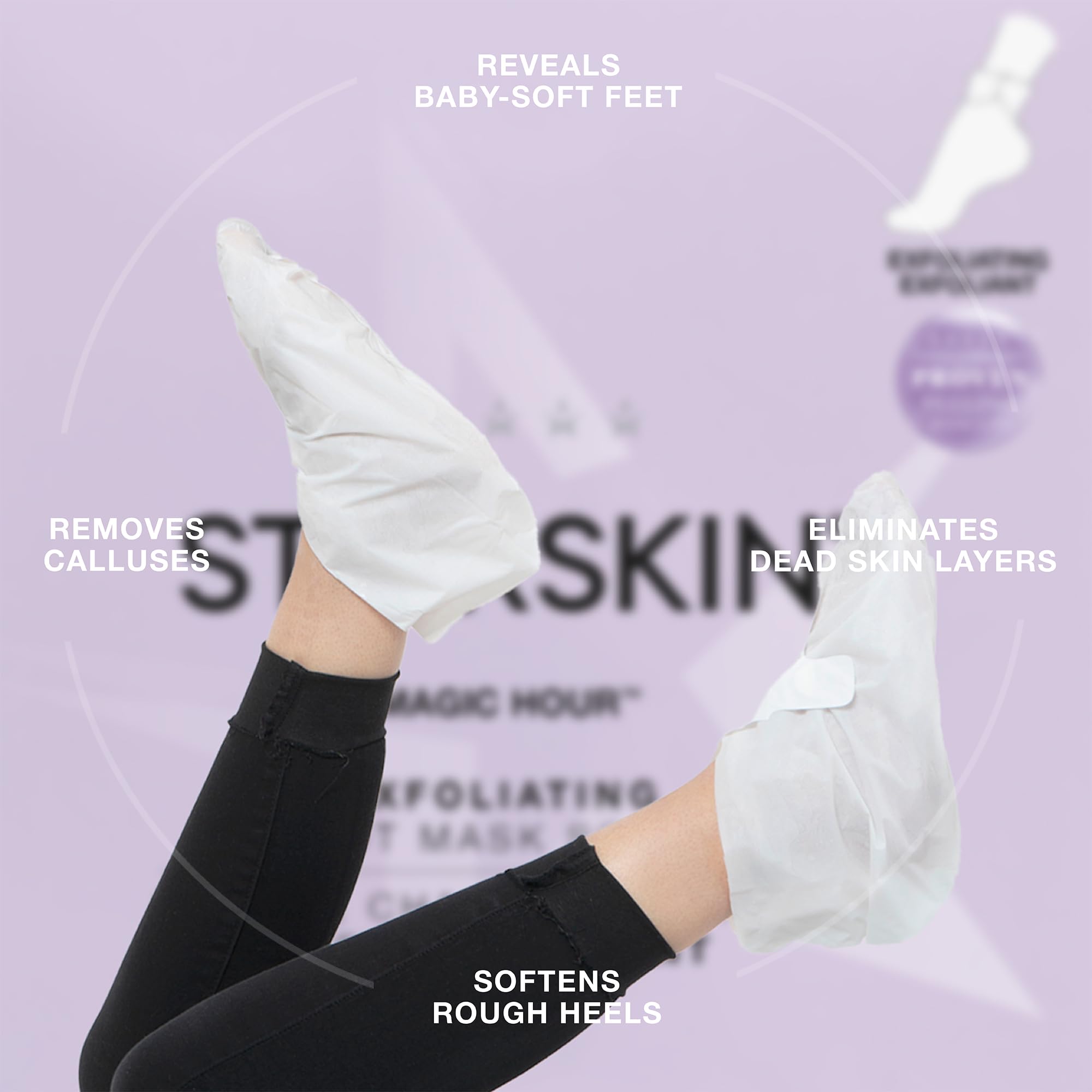 STARSKIN Magic Hour, Maska Złuszczająca do Stóp z Kwasem Mlekowym, 4 x 50g, Usuwa Zrogowaciały Naskórek