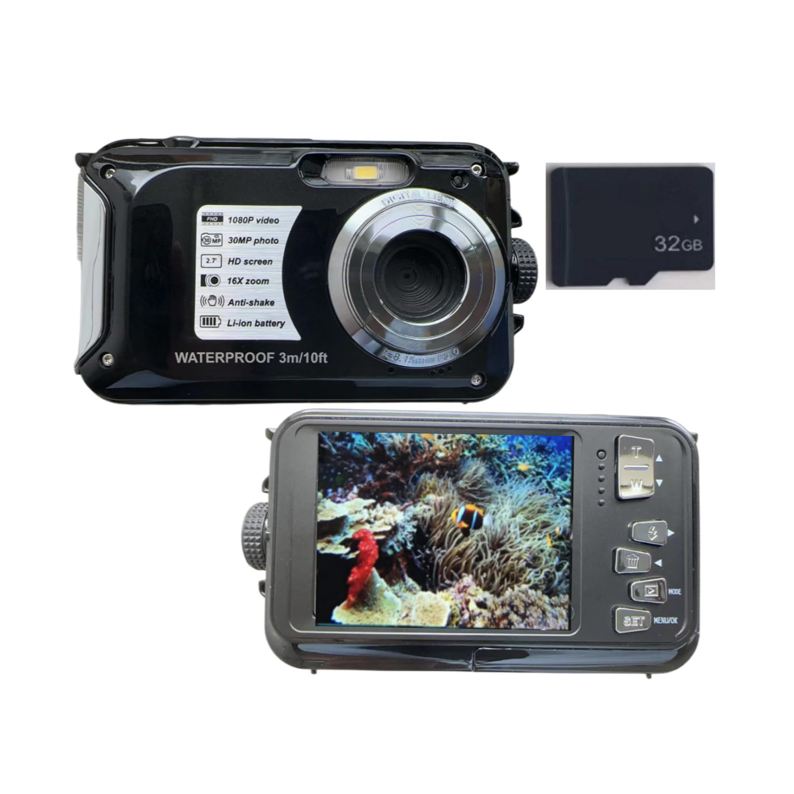 Cienki 30MP 720P nieprzepuszczalny rejestr wideo 30 m głębokość podwodny rejestr wideo