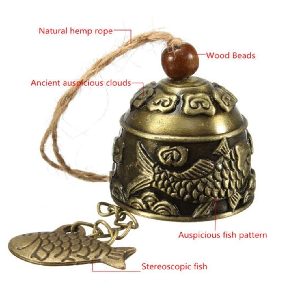 XIAOLI, scacciapensieri a Vento, Drago/Pesce, Feng Shui, Campana benedizione, buona Fortuna, da Appendere, Decorazione per la casa, A