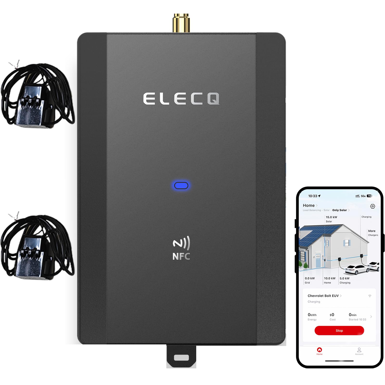 Power Monitor con 2 CTS di Corrente | per monofase | Consente la Carica Solare fotovoltaica e la Gestione Attiva della Carica | lavori richiesti con Il terminale di Ricarica Home