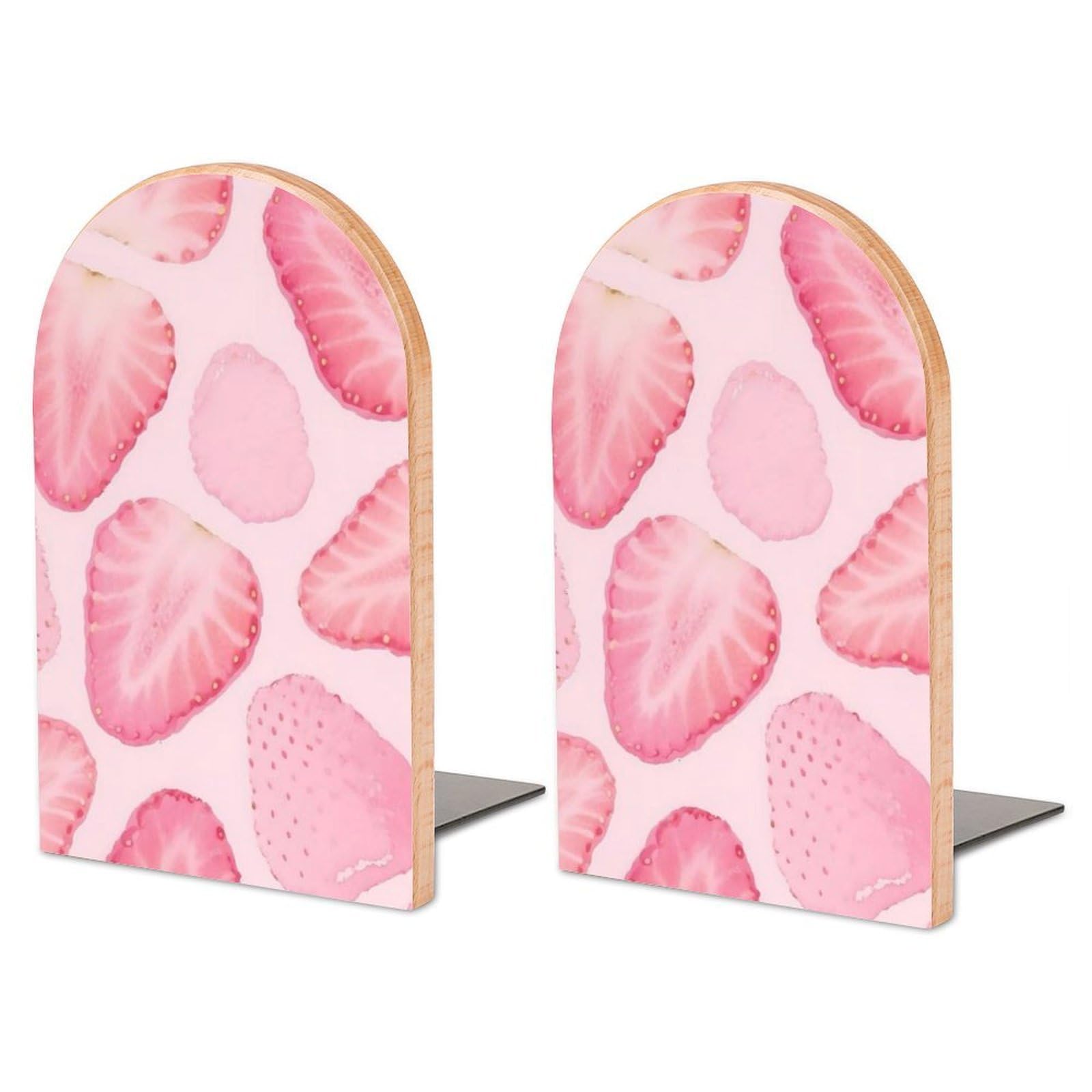 Serre-livres réglable en bois fraise rose pour chambre de fille et bureau
