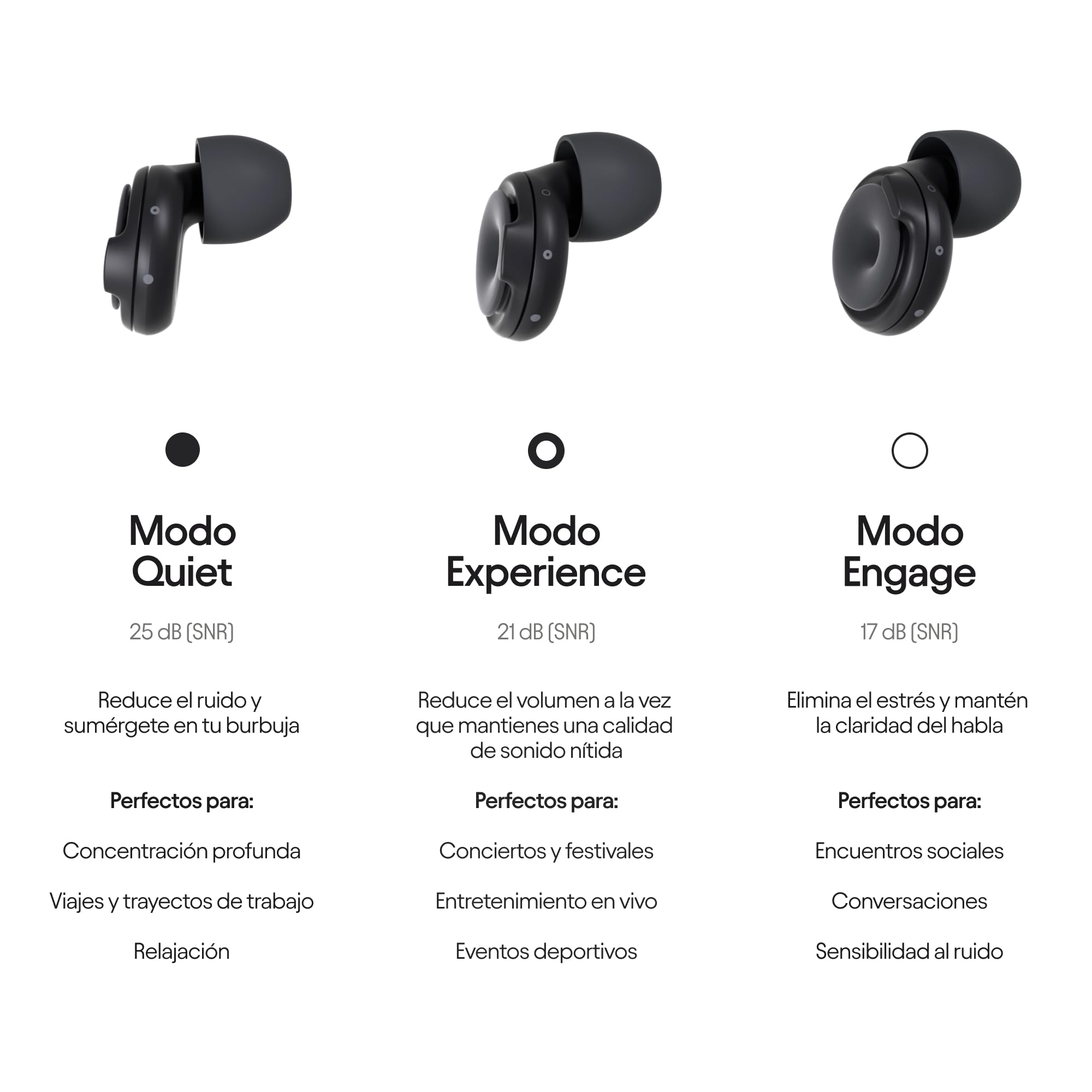Tapones Loop Switch - Tapones antirruido con varios modos | Protección auditiva pasiva ajustable para la concentración, viajes, socialización y sensibilidad al ruido | Protección auditiva reutilizable
