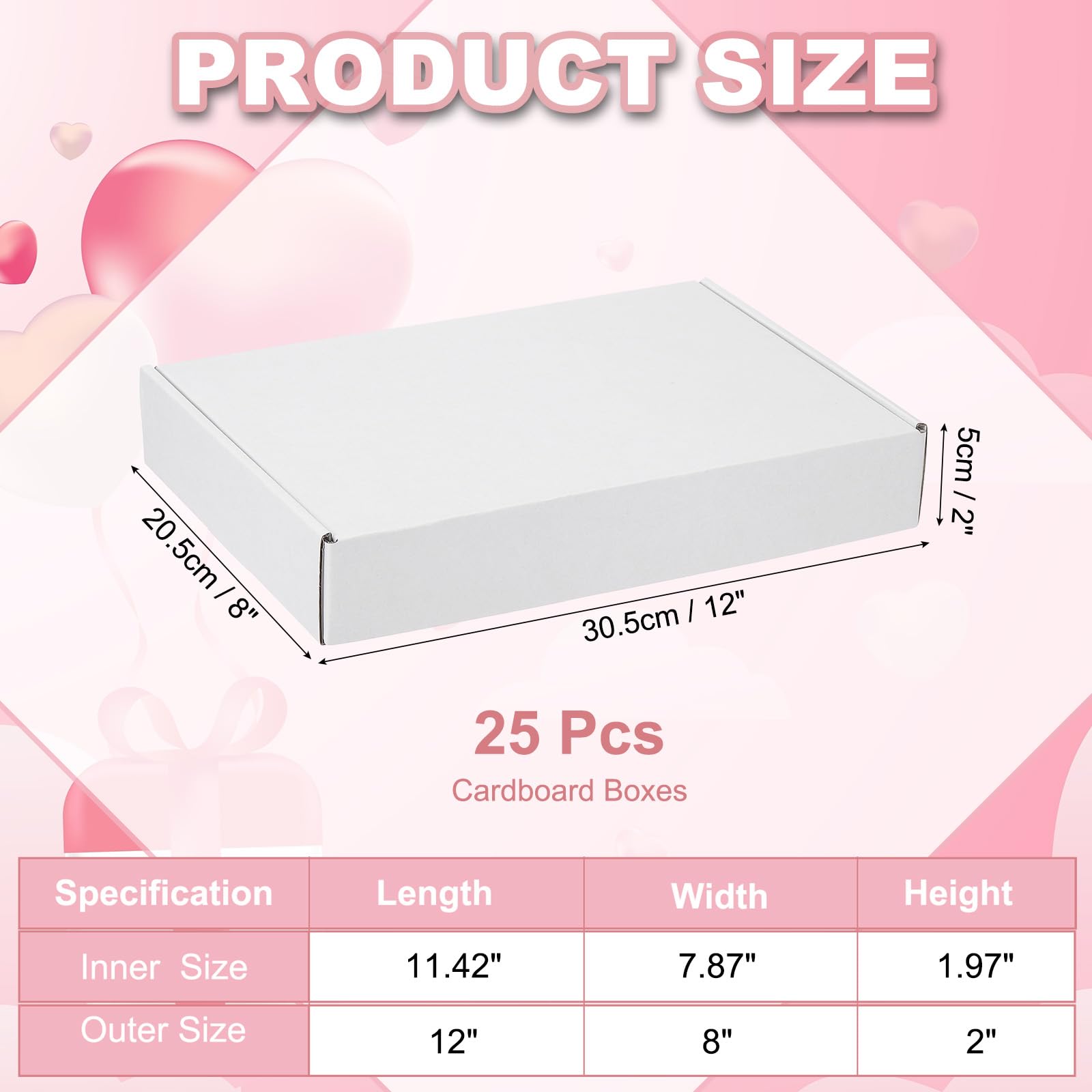 PATIKIL Scatole Di Cartone Spedizioni 12x8x2 Per Piccole Imprese 25Pz Scatole Regalo In Cartone Ondulato Per Spedizioni Traslochi Artigianato Prodotti Natalizi Da Regalare Bianche.