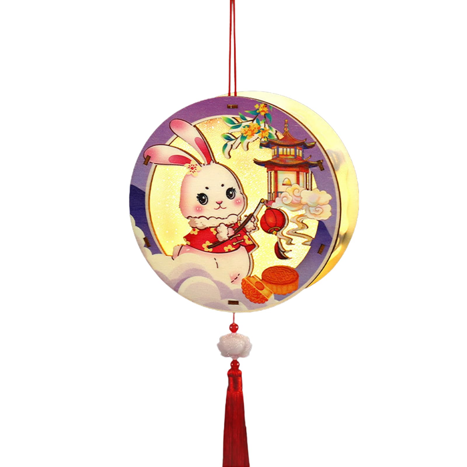 Jazuaiao Festival Rabbits Hanging Charm Artistic Rabbits Light Set for Autumn Festival Home Adornment Button Styles Assembly Light