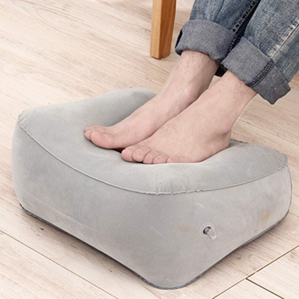 YAGZON Inflatable Foot Rest Pillow PVC Flocking Portable Air Rest Pillow Travel Footrest Cushion Outdoor Airplane Massage Stool Relax Cushion - Grey-image-28
