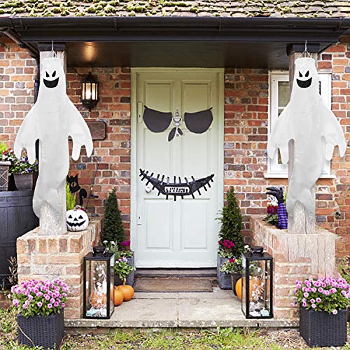 PINCHUANG 2 Pack Halloween Windsock - Halloween Ghost Windsock Flag Halloween Outdoor Hanging Decoration for Front Yard Patio Lawn Garden Party Decor