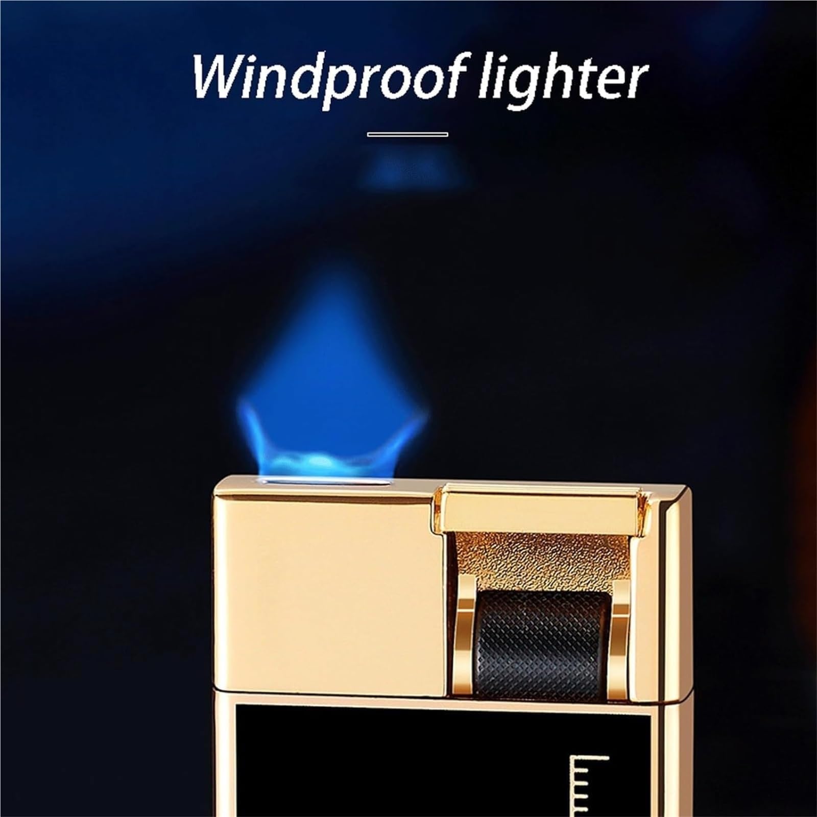 Encendedor de butano, llama ajustable, recargable, cuerpo de metal, resistente al viento para barbacoa, velas, uso al aire libre, gran regalo para hombres