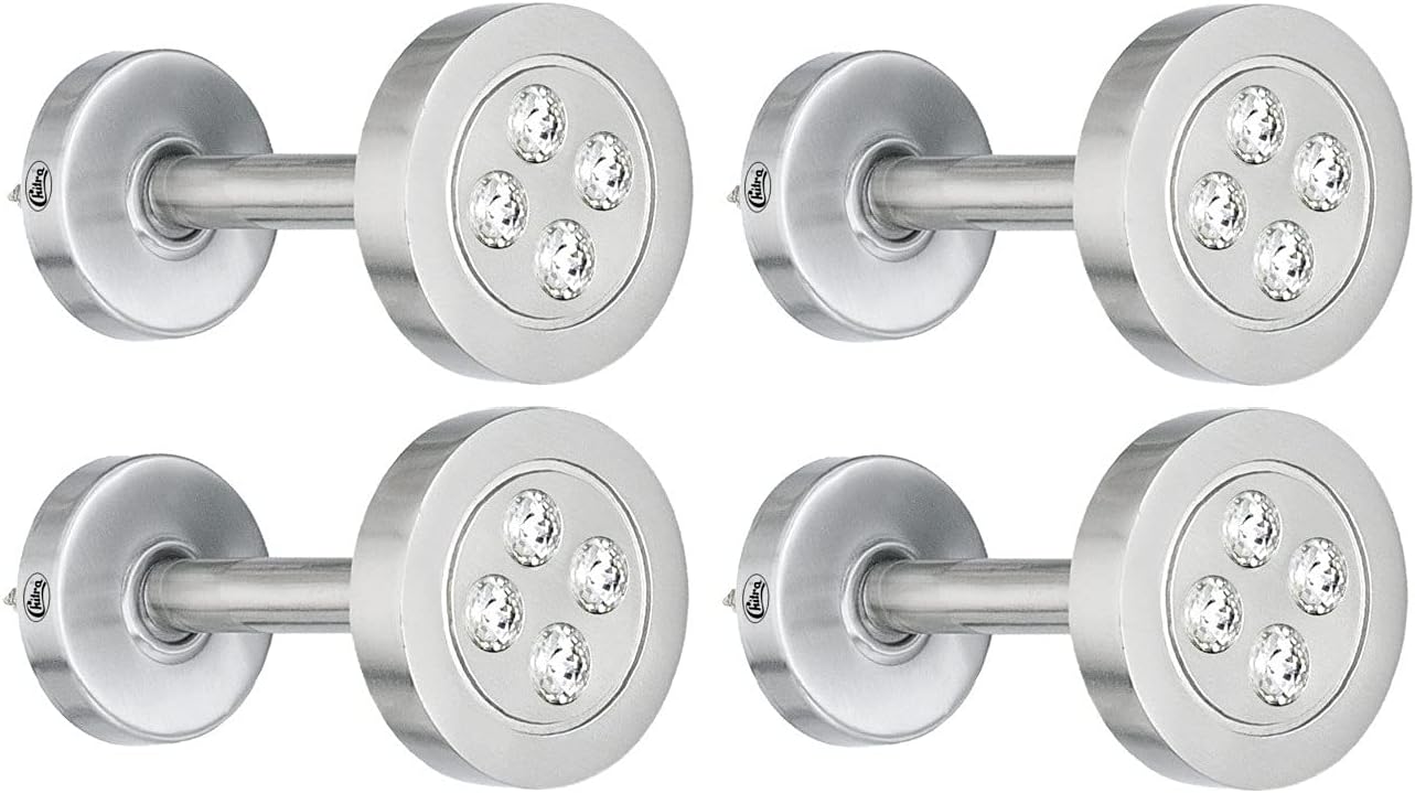 Chitra Window 4 Pcs Curtain Holdback for Curtains Wall Mounted Metal Drapery Hook for Door Window Treatment-Acura Tie Back (Satin Silver)