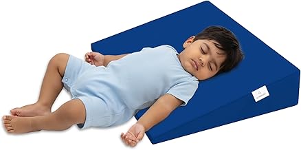 Baby Wedge Pillow for Crib & Mattress | 12° Incline for Acid Reflux, Colic & Vomiting Relief | Firm Support Foam with Removable & Washable Hypoallergenic Cover | 19x14x3.5 inch - Blue