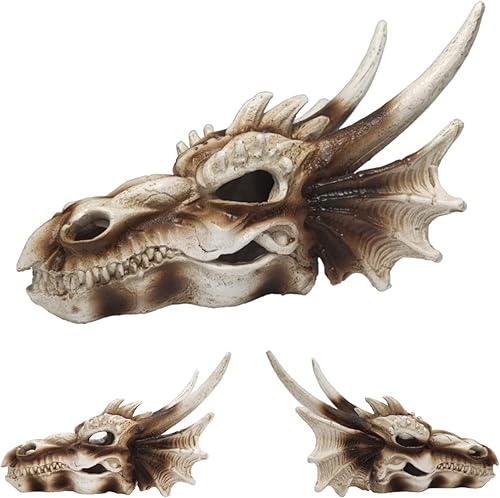 Miniatura 1 de Decoración de acuario y pecera, decoración de terrario para ocultar reptiles, modelo de calavera de imitación de dragón (S)