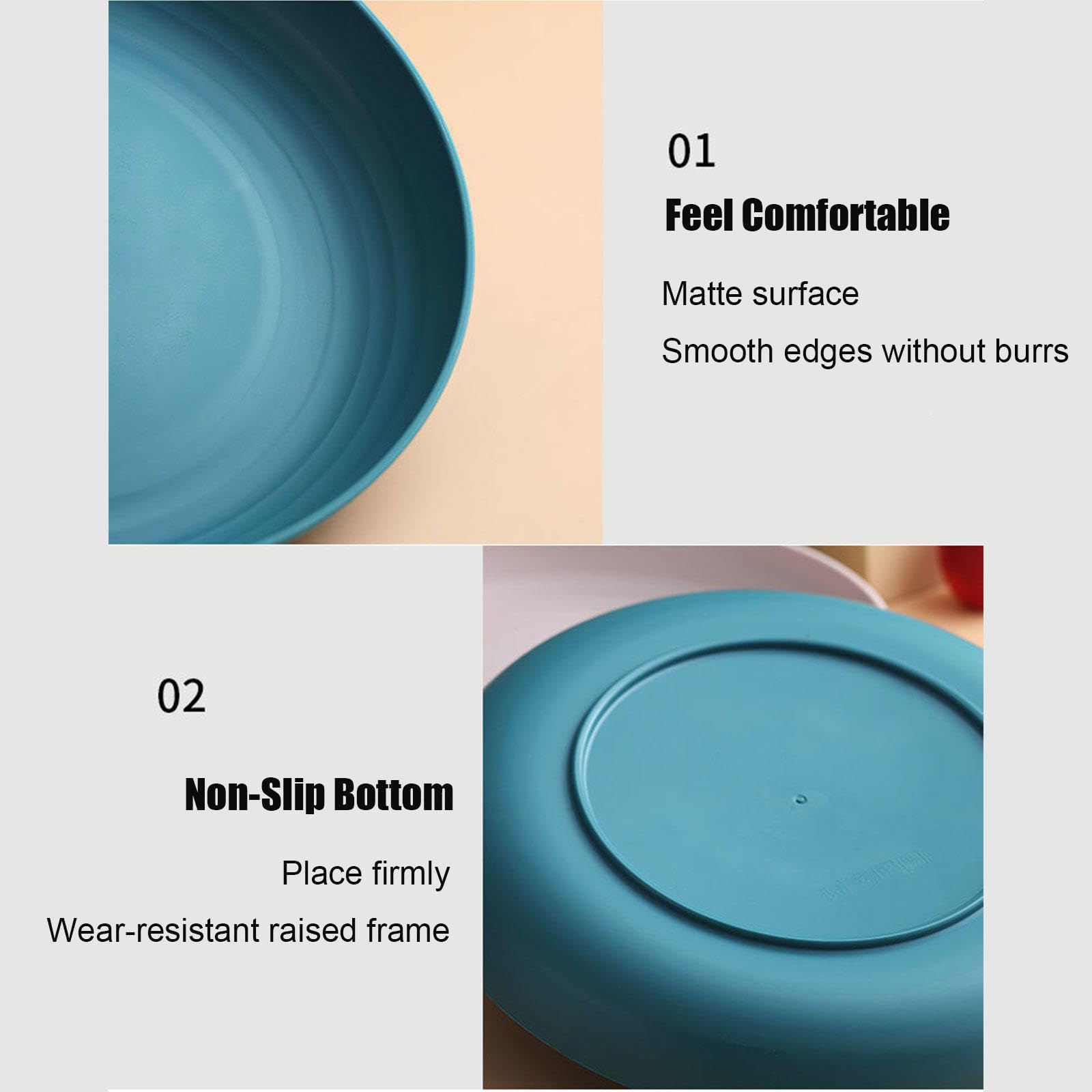 Platos Grandes de Plastico Hondos 8 Piezas, Irrompible y Reutilizable, Platos Llanos Ligeros para Pasta y Cuenco Redondo para Bolas de Masa Hervida,Green-8inch